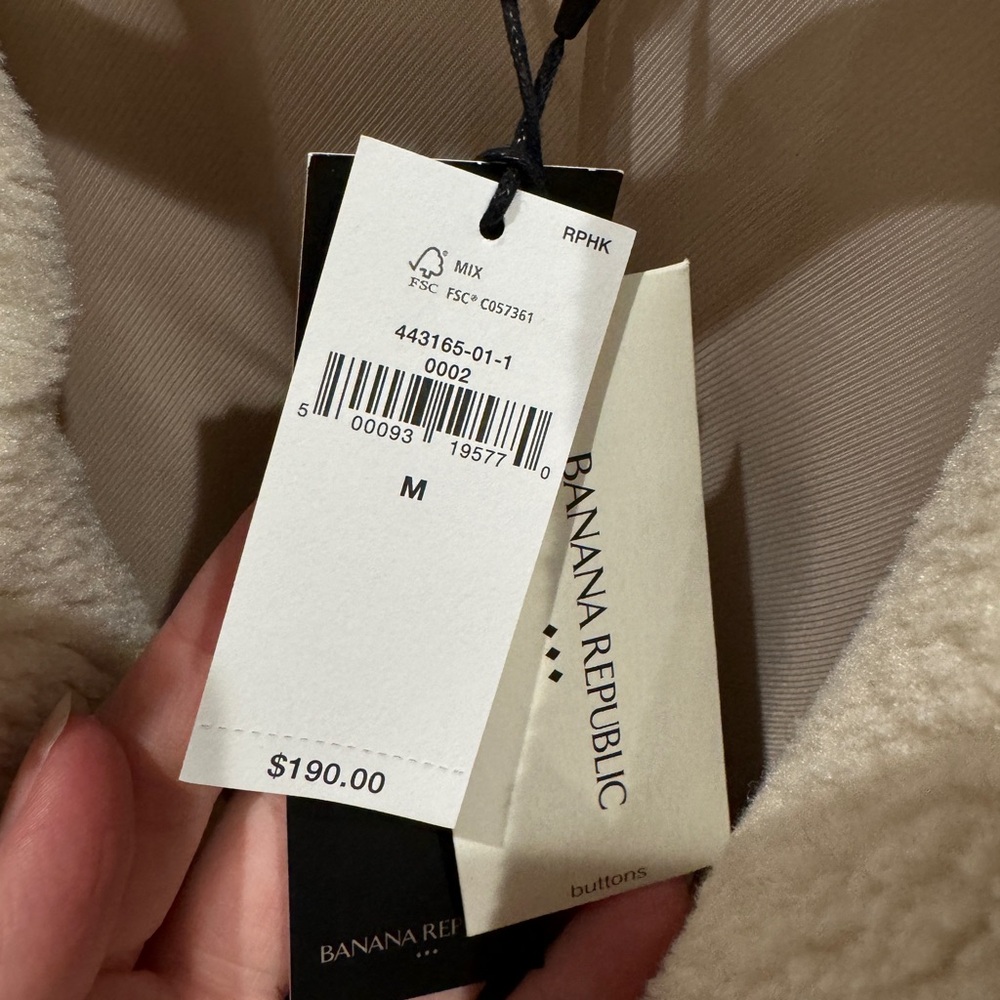 NWTS Banana Republic Cream Teddy Coat M - Picture 5 of 9